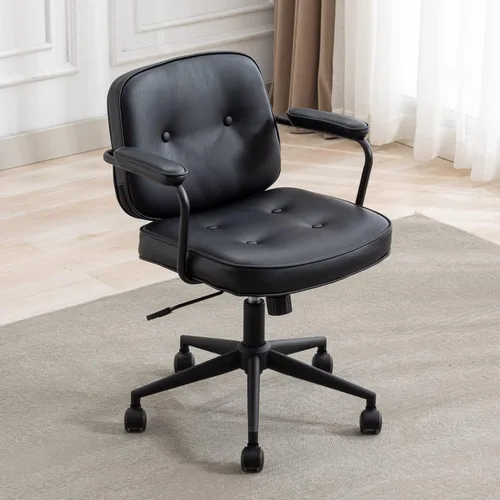 Vista 11 de HEAH-YO Juego de 1 sillas de escritorio modernas sin brazos, silla giratoria para computadora con ruedas y reposabrazos, silla de oficina ajustable