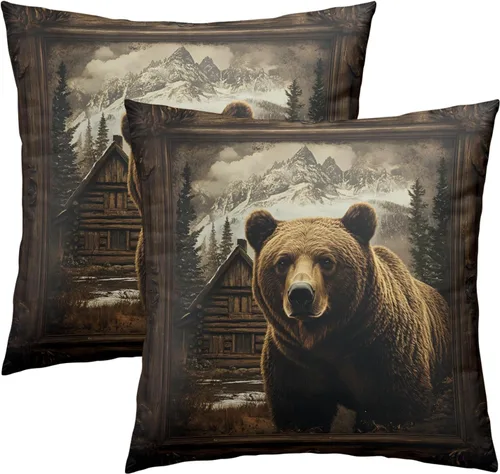 Vista 66 de Fundas de almohada marrón leopardo - 2 piezas Funda de almohada de guepardo 18x18 pulgadas Fundas de almohada de algodón con estampado de animales