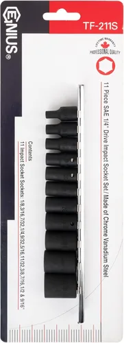 Vista 6 de Genius Tools Juego de llaves de impacto Dr. SAE de 11 piezas de 1/4" TF-211S