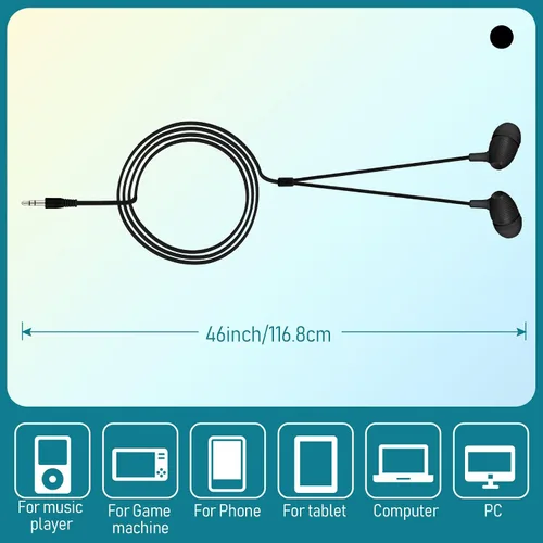 Vista 7 de Macarrie Paquete de 20 auriculares intrauditivos a granel de 0.138 in con cable sin micrófono para adultos (negro)