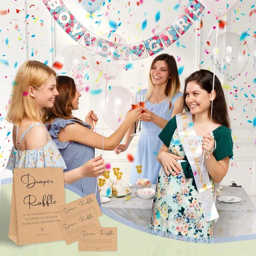 Vista 5 de Boletos para sorteo de pañales para baby shower, decoraciones rústicas de baby shower, divertidos juegos de baby shower para adultos, juegos de baby