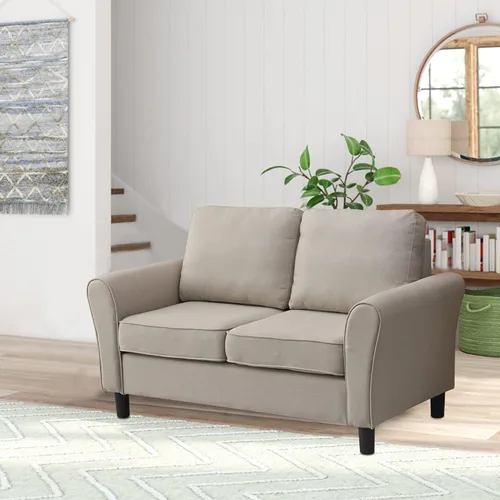 Vista 6 de INSTORY Sofá biplaza de lino moderno sofá cómodo para sala de estar, oficina, dormitorio, color beige