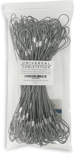 Vista 7 de Correas de cable de 14" (paquete de 100) - Resistentes, ajustables, premontadas, resistentes a manipulaciones - Adaptadores seguros para pantalla