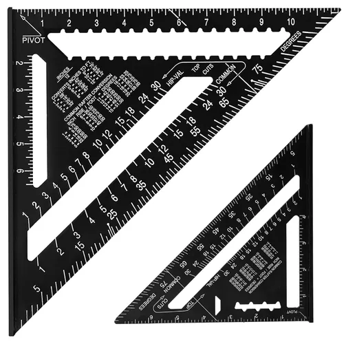 Vista 12 de Beslands - Carpintero cuadrado de 7 pulgadas con nivel, regla de triángulo cuadrada de metal de aluminio, herramienta de diseño de carpintería Negro