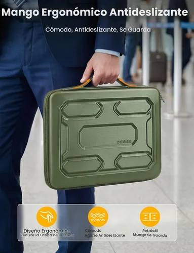 Vista 9 de DOMISO Funda rígida para laptop de 17 a 17.3 pulgadas, impermeable, a prueba de golpes, funda rígida para laptop con asa y bolsillo