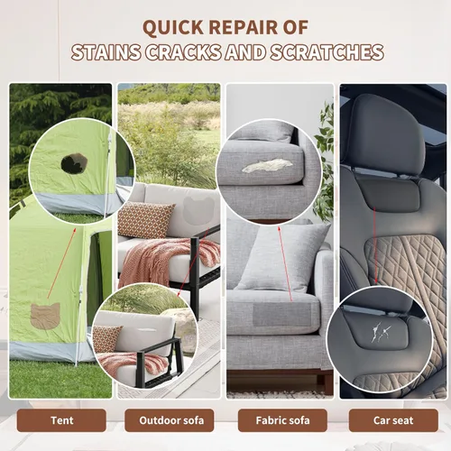 Vista 6 de ONine Kit de reparación de sofá de microfibra, parche de tela adhesiva de 55 x 12 pulgadas, multicolor, agua impermeable, adecuado para sofás, Negro
