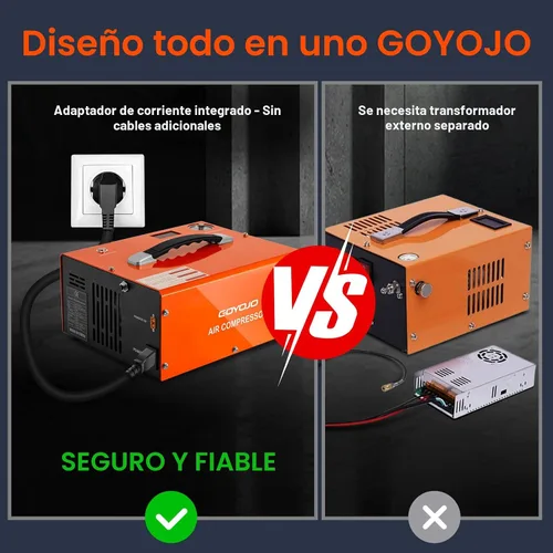 Vista 5 de GOYOJO Compresor de Aire PCP, Máximo 4500 PSI / 300 Bar, Llenado Rápido para Pistolas de Aire o Tanque de Paintball, Apagado Automático