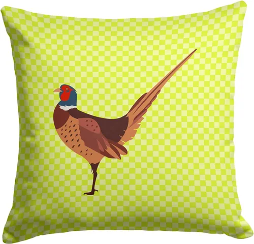 Vista 403 de Caroline's Treasures BB8163PW1414 Beltsville - Almohada decorativa de tela a cuadros pequeños, color blanco, pavo y gallina azul, lavable a máquina