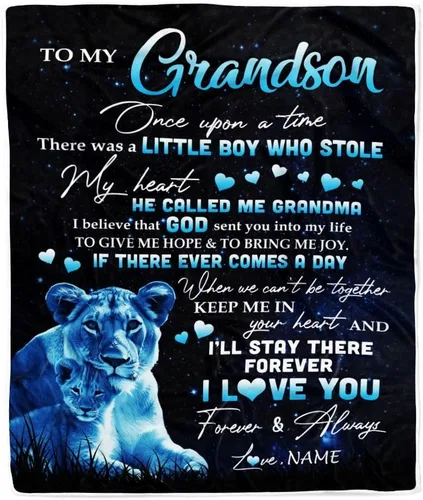 Vista 26 de Manta personalizada con texto en inglés «To My Grandson from Grandma Grandpa You Will Never Lose Lion Nison», manta de forro polar personalizada