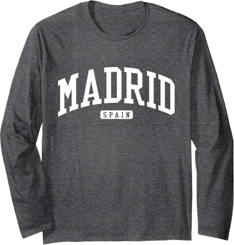 Vista 4 de Camiseta de manga larga estilo universitario de España de Madrid, Negro