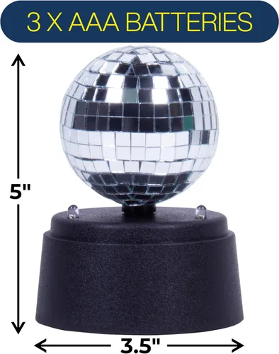 Vista 2 de Fizz Creations Mini Bola de Espejo de Disco LED – Luz de 5 Pulgadas Operada con Batería, Decoración de Fiesta Portátil, Lámpara de Ambiente