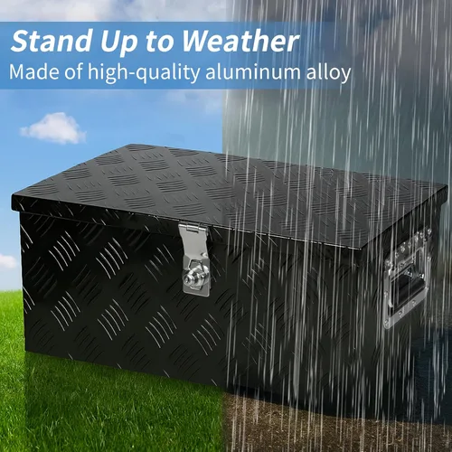 Vista 4 de Caja de herramientas de aluminio para caja de camión de 20 pulgadas con asas laterales, cerradura Heavy Duty Waterproof Trailer Storage Organizer