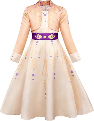 Vista 4 de Vestido de disfraz de princesa Anna para niñas con accesorio para Halloween cumpleaños para dormir sobre fiesta