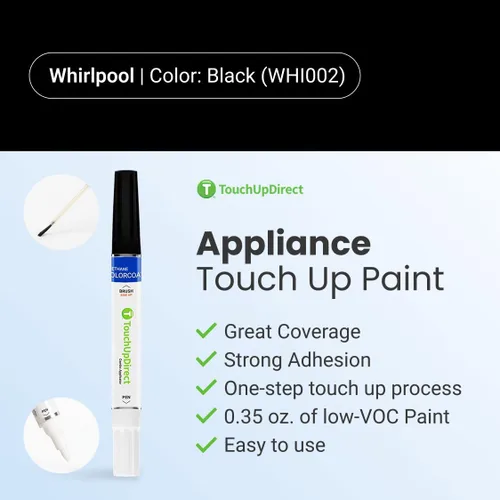 Vista 8 de TouchUpDirect Perfect Match - Pintura de retoque negra para electrodomésticos Whirlpool Negro (WHI002)