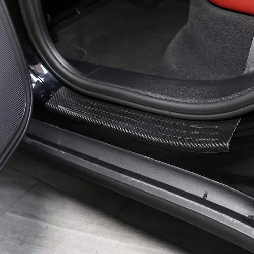 Vista 2 de YIWANG 100% de fibra de carbono real borde de la puerta Scuff Plate Insert Trim para Porsche MACAN 2014-2020 Accesorios de coche