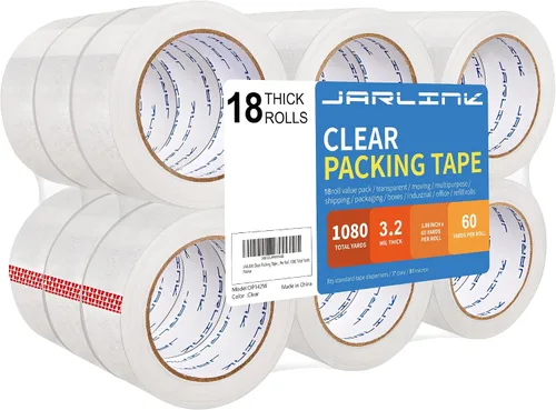 Vista 11 de JARLINK Cinta de embalaje transparente, cinta de embalaje resistente para embalaje de envío, sellado en movimiento, 2 pulgadas de ancho 2.7mil