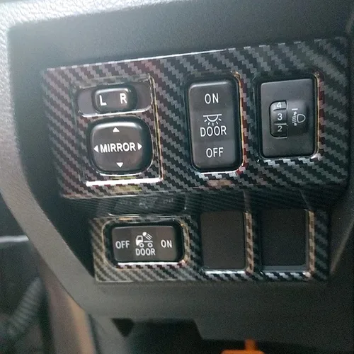Vista 3 de MICROCK Cubierta del interruptor de control izquierdo de la consola central para Toyota Tundra Crewmax, doble cabina 2014-2021, fibra de carbono