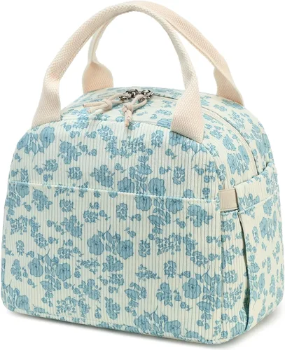 Vista 51 de Bluboon Bolsa de almuerzo para mujer, bonita bolsa de almuerzo de pana con correa para el hombro, reutilizable, aislada, gran capacidad