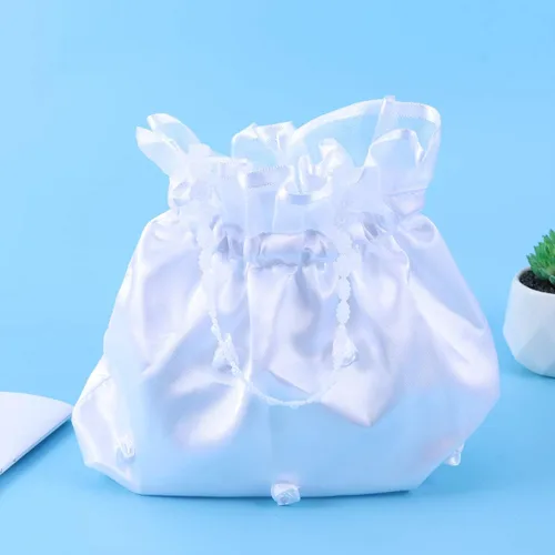 Vista 7 de ULTNICE Bolsa de dinero de satén para novia, boda, bolso de fiesta (blanco), 1, Blanco