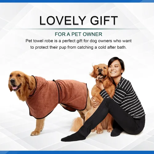 Vista 4 de Personalized Passion Bata de baño para perros – Abrigo de secado para perros súper suave – Lujosa y absorbente toalla de secado para perros