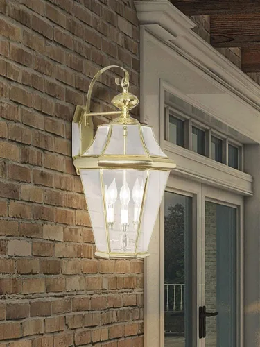 Vista 2 de Livex Lighting 2361-02 - Farol de pared para exteriores, latón pulido