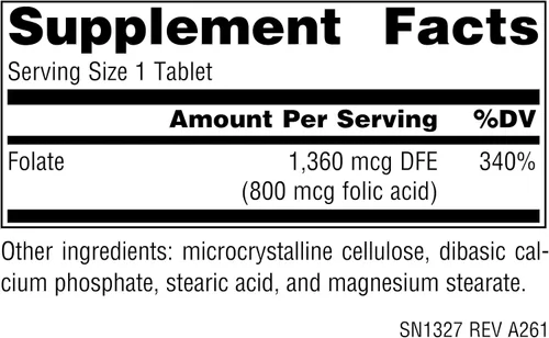 Vista 2 de SOURCE NATURALS Tableta de ácido fólico de 800 Mcg, 200