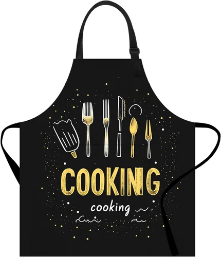 Vista 36 de Delantal de cocina para el hogar, cocina, horneado, jardinería, para mujeres y hombres, con bolsillos, delantal impermeable, 32 x 28 pulgadas