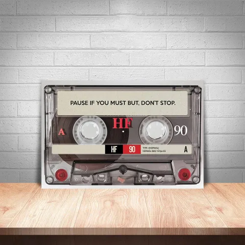 Vista 2 de Pause If You Must but Don't Stop Positive Quotes Posters and Prints - Lienzo inspirador, arte de pared, cinta retro para amantes de la música