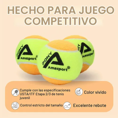 Vista 2 de AMA SPORT Red Tennis Balls - Low Compression Tennis Balls for Beginners Youth Training Practicing Ball
