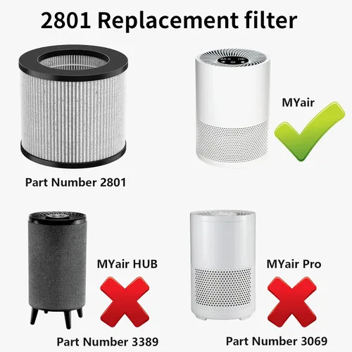 Vista 2 de Paquete de repuesto de filtro de aire 2801 compatible con modelos personales Bissell MyAir # 2780A, 2780P, 2780B, 27809, 3329 (paquete de 2)