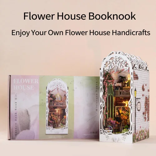 Vista 5 de Kit de rincón de libros para bricolaje, kit de rincón de libros en miniatura para adultos, adolescentes, rompecabezas de madera 3D, decoración