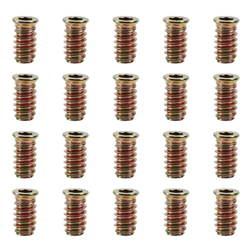 Vista 12 de MroMax 20 piezas de insertos de tuerca para muebles M6x10mm, acero al carbono, zincado, hexagonal interno, tornillo con brida, insertos de madera