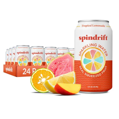 Vista 30 de Spindrift Agua con gas, sabor a bayas Belli, hecha con fruta exprimida real, latas de 12 onzas líquidas, paquete de 24 (solo 13 calorías por lata)