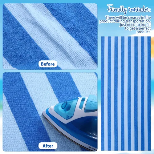 Vista 4 de EBOOT Paquete de 10 toallas de playa de gran tamaño, toallas de piscina, toallas de microfibra de secado rápido para adultos, mujeres, hombres, Azul