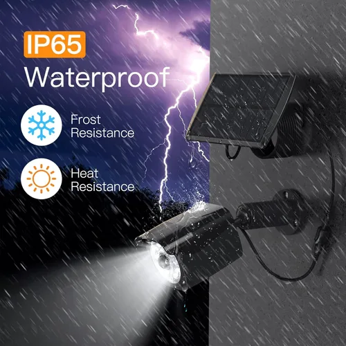 Vista 2 de Lixada Luces solares con sensor de movimiento para exteriores, IP67, impermeables, para montaje en pared, luces LED de seguridad de movimiento con 3
