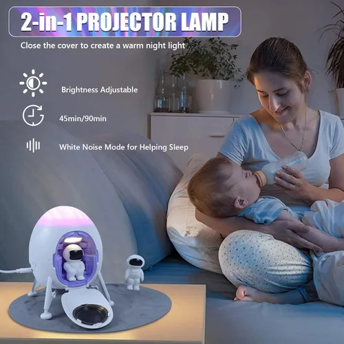 Vista 3 de Lander - Proyector de astronauta con luz nocturna, altavoz integrado Space Man Buddy LED, planetario, lámpara de astronauta, regalos con modo