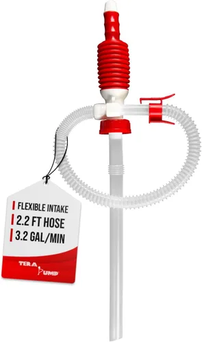 Vista 10 de TERA PUMP Bomba manual de tambor de mano, 5.5 GPM, sifón resistente a productos químicos, ácido resistente y bomba de base de agua para gasolina