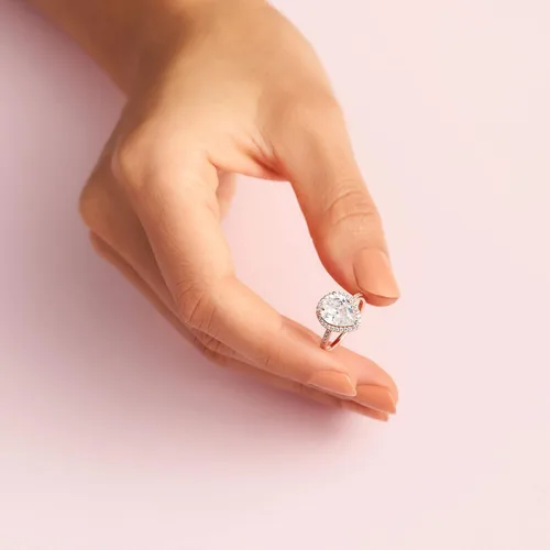 Vista 5 de PANDORA Joyería - Anillo de circonita cúbica con halo de lágrima brillante, regalo para ella rosa, Metal, Zirconia cúbica
