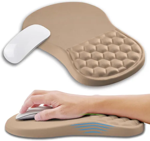 Vista 27 de Alfombrilla ergonómica para ratón con soporte de muñeca con espuma viscoelástica con protuberancia de masaje, alfombrilla para ratón de alivio