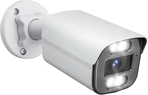 Vista 8 de LongPlus Cámara de seguridad Poe 4K-UHD de 8MP, funciona con NVR, cámara bala con cable, visión nocturna a color, focos LED, alarma de luz
