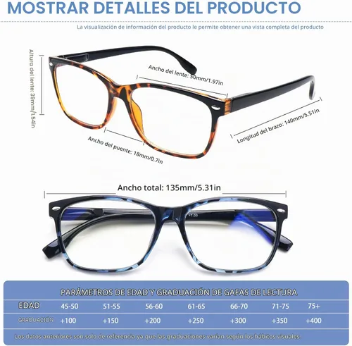 Vista 3 de Anteojos de lectura progresivos multienfoque para mujer, estampado de patrón de bloque de luz azul, elegantes lectores de computadora para mujer