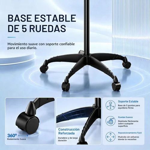 Vista 5 de Secador de pelo con capucha ajustable de 1300 W, equipo de salón con base rodante para secado de cabello en el hogar