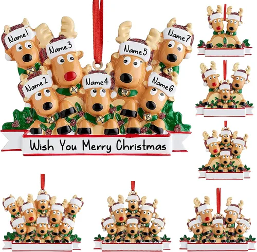 Vista 23 de Amlion Adornos personalizados de cerámica para calcetines de Navidad, familia de 2 a 8, nombres personalizados, estilo tradicional, ocasión