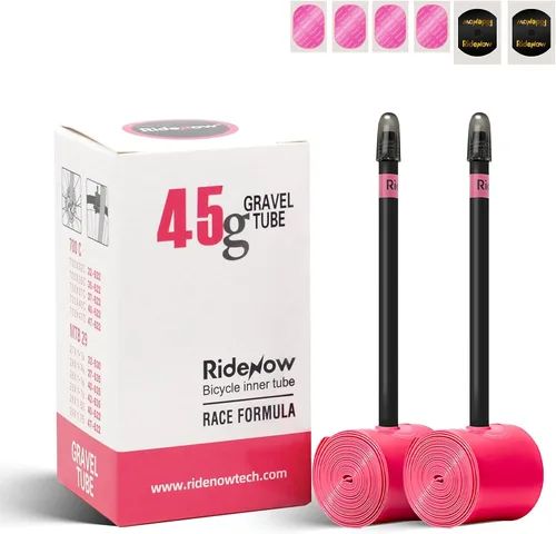 Vista 10 de RideNow TPU Road Bike Inner Tube, 2 Pack Gravel Bike Tube 700 x 32C-47C with 45mm/65mm/85mm Presta Valves, Ultra-Light Puncture Resistant Bicycle