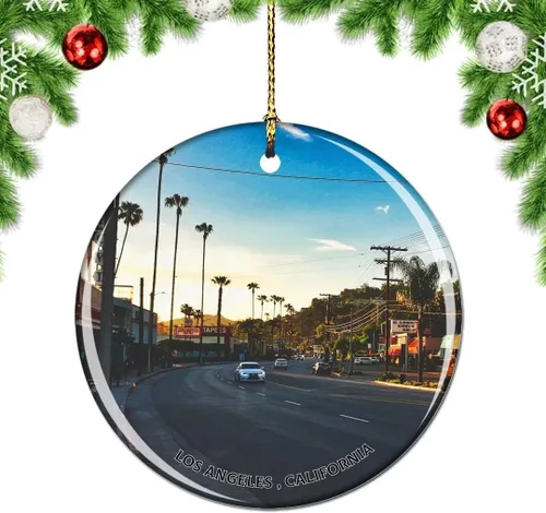 Vista 27 de California Los Ángeles Battleship Museum USA Christmas Tree Adorno Decoración Colgante Colgante Decoración City Travel Souvenir Collection Porcelana