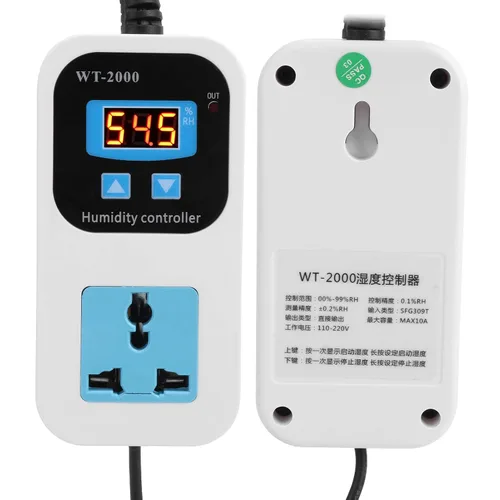 Vista 5 de Controlador de humedad, controlador digital de humidistato, humidificador, deshumidificación, interruptor de control de humedad, enchufe de salida
