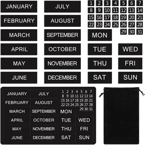 Vista 8 de 50 números magnéticos de calendario para pizarra blanca y refrigerador, días de la semana y meses, indicadores magnéticos de fechas del calendario