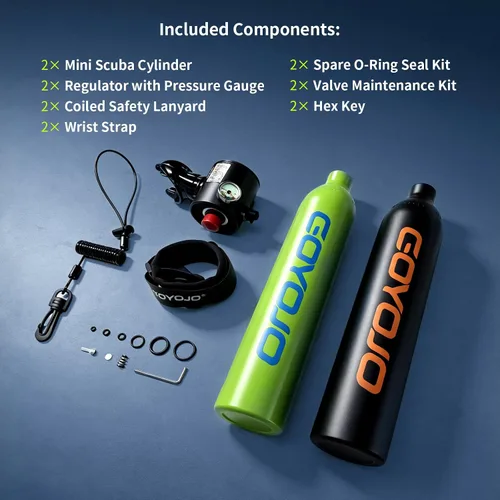 Vista 8 de GOYOJO Mini tanque de buceo de 1L con máscara – Tanque de aire de buceo portátil certificado DOT, presión máxima de 3000 PSI, botella pony