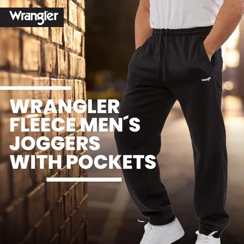 Vista 3 de Wrangler Pantalones deportivos para hombre, regulares, grandes y altos, de forro polar, pantalones deportivos con bolsillos