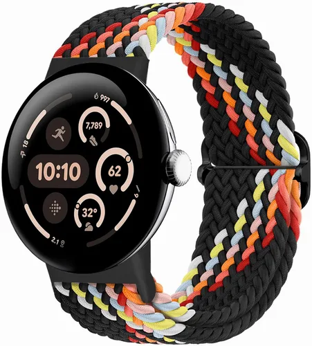 Vista 53 de Correas trenzadas Solo Loop compatibles con Google Pixel Watch 4, 3, 2, 1 de 1.61 pulgadas/1.77 pulgadas, correas elásticas ajustables de nailon